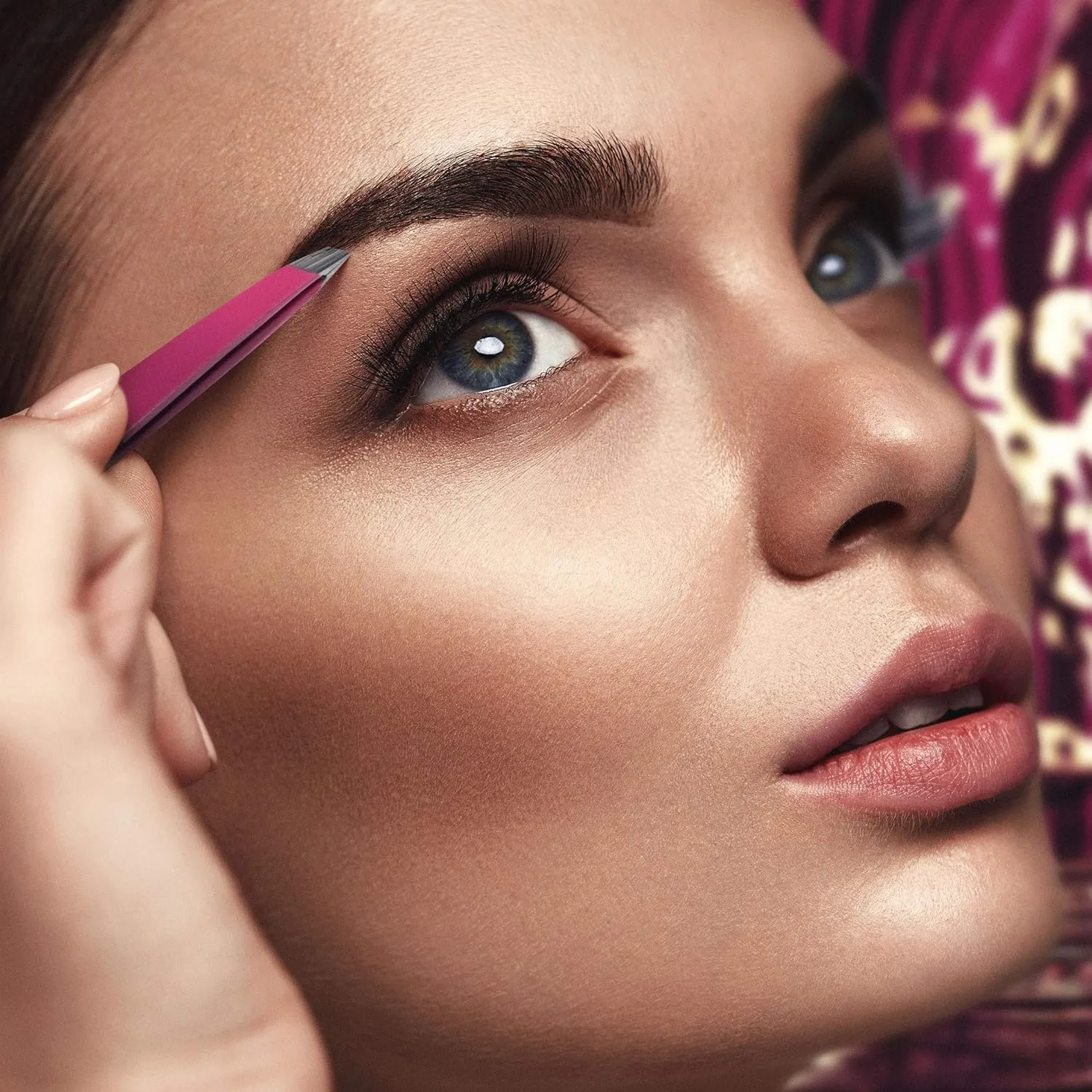 Professional Slanted Tweezers for Women and Men | High Carbon Stainless Steel Sharp Tweezers | Women's Facial Hair Plucking, Hand-Filed & Aligned Precision Slant Tips - Pink