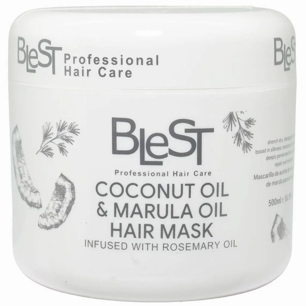 Professional Coconut Oil & extract of mrula plant. Hair Mask with Rosemary, 500ml, Salon-Quality Treatment for Damaged Hair. Hair Salon, Beauty Salon
