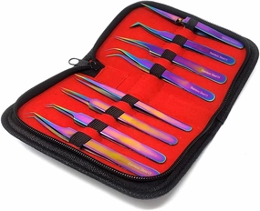 Professional Eyelash Tweezers Kit Sharp, Needle Nose, Stainless Steel, Tweezers Precision Pluckers 4.75" with Fine Precision Tips for Facial Hair, Splinter and Ingrown Hair Removal Used by Women & Men