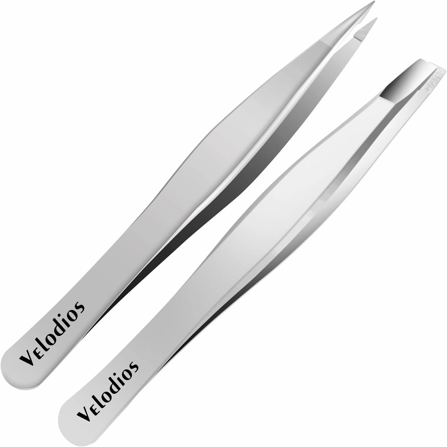 Professional Stainless Steel Tweezers for Women, 2-PCS Precision Tweezers for Eyebrows, Facial Hair, Ingrown Hair Removal, Slant and Point Tweezers