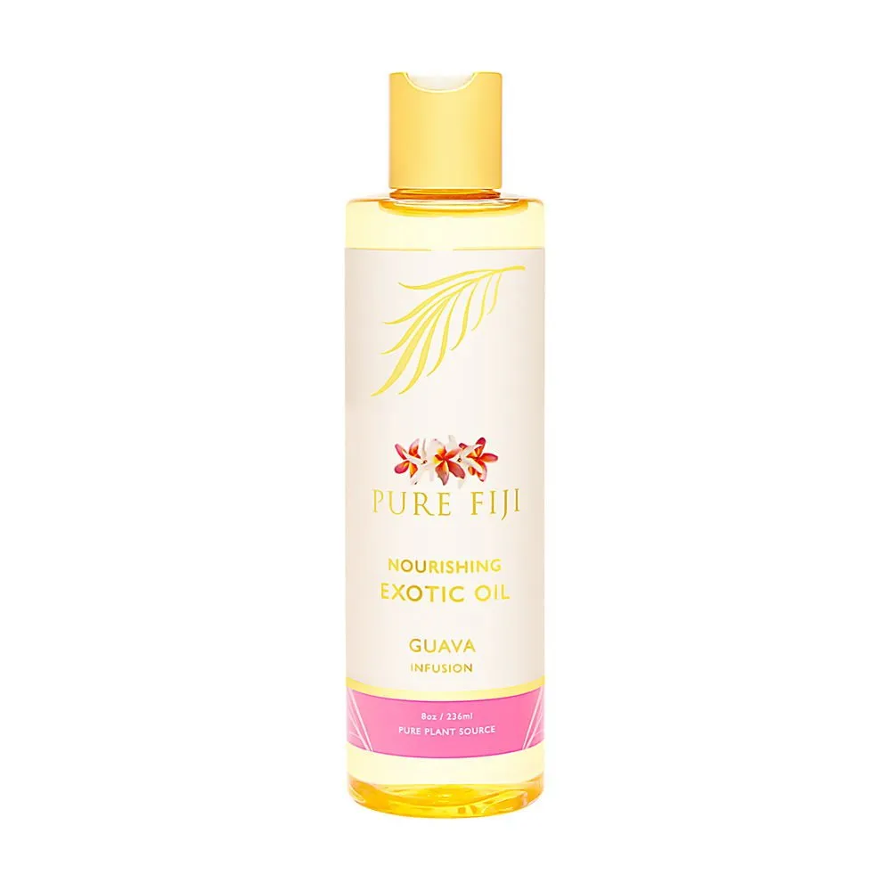 PURE FIJI Nourishing Exotic Body Oil - Natural Coconut Oil for Skin in Bath & SPA with Vitamin E - Body Oil, Massage Oil, Body Lotion For Women and Men, Guava, 8oz
