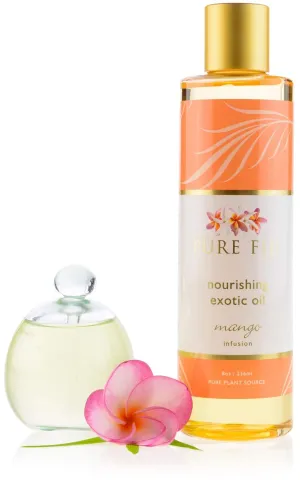 PURE FIJI Nourishing Exotic Body Oil - Natural Coconut Oil for Skin in Bath & SPA with Vitamin E - Body Oil, Massage Oil, Body Lotion For Women and Men, Mango, 8oz