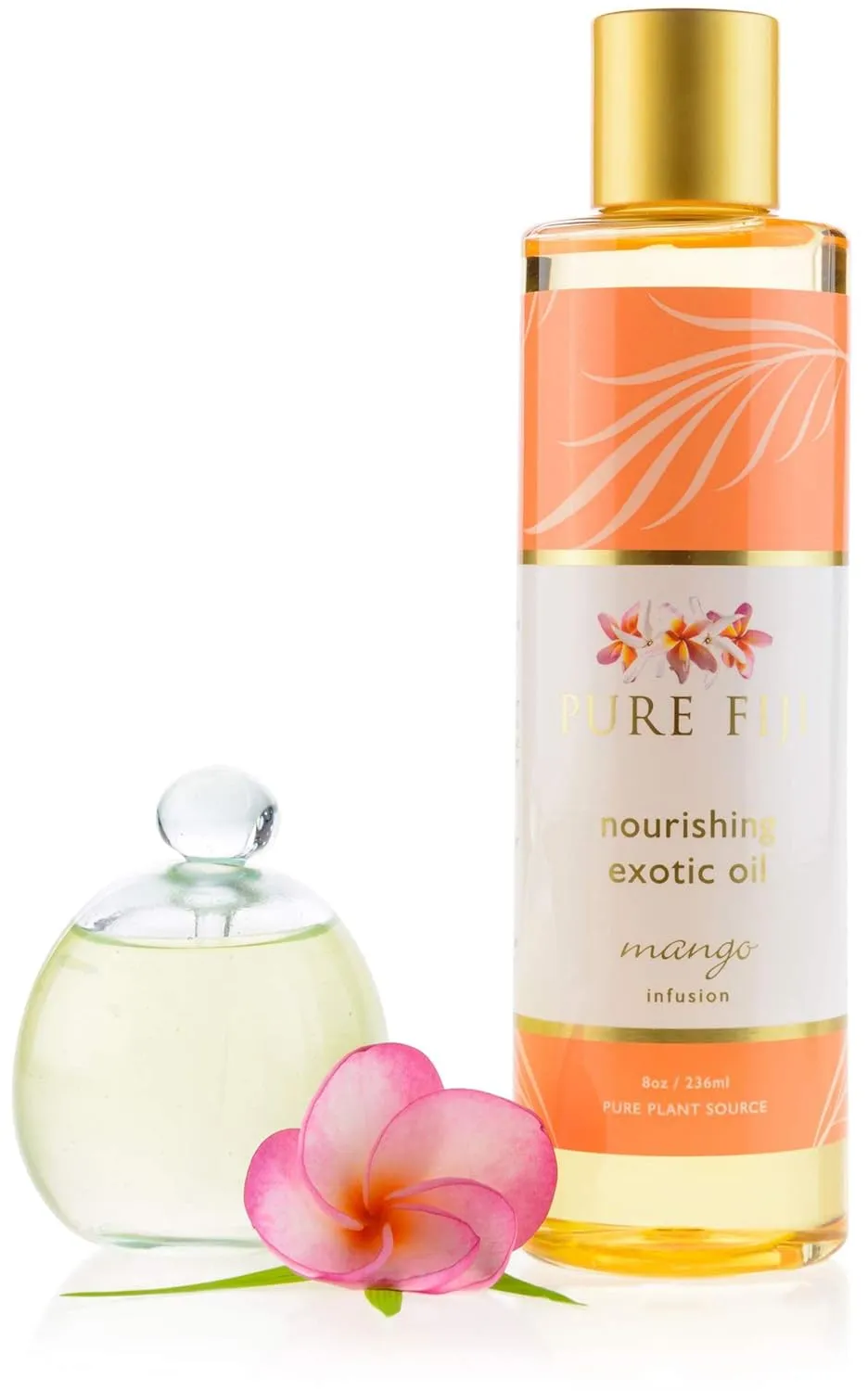 PURE FIJI Nourishing Exotic Body Oil - Natural Coconut Oil for Skin in Bath & SPA with Vitamin E - Body Oil, Massage Oil, Body Lotion For Women and Men, Mango, 8oz