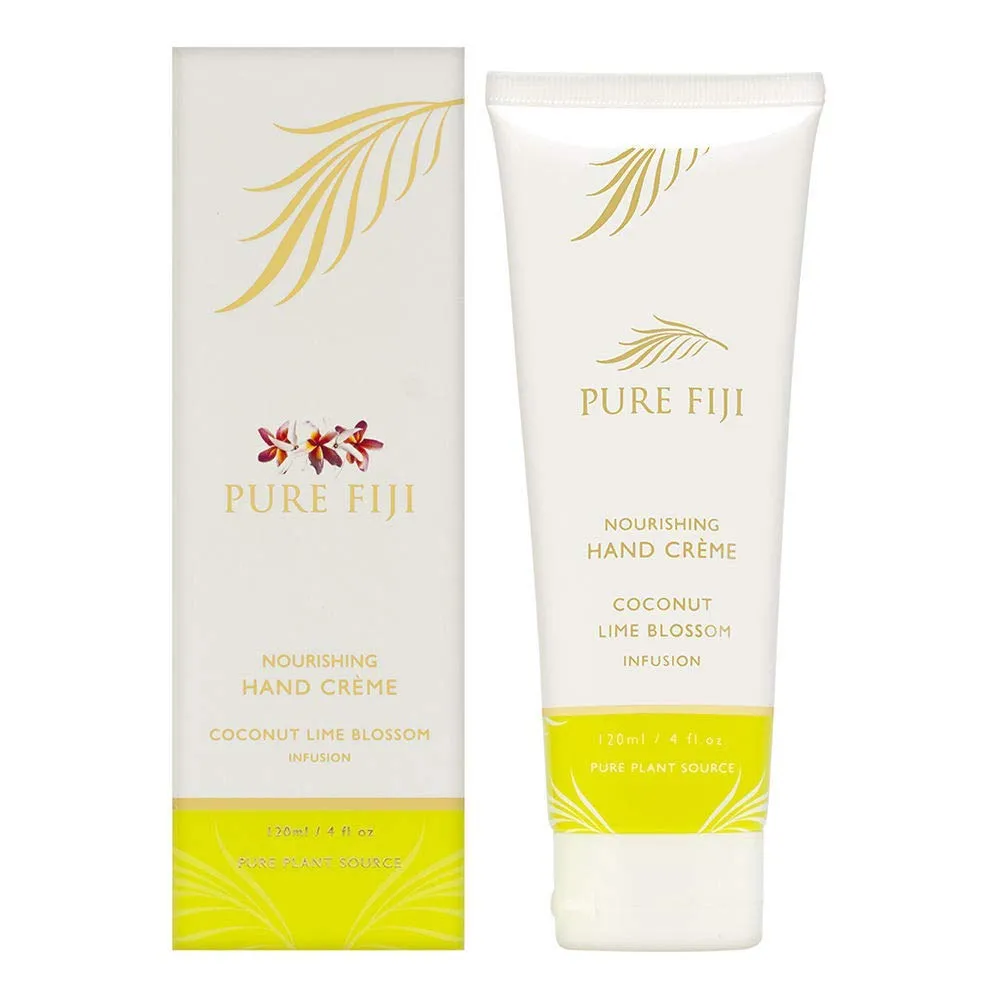 PURE FIJI Nourishing Hand Cream - Deep Moisturizing Hand Cream for Women and Man, Hand Lotion For Dry Hands - 24 Hour Moisture, Organic Ingredients, Coconut Lime Blossom, 4 oz