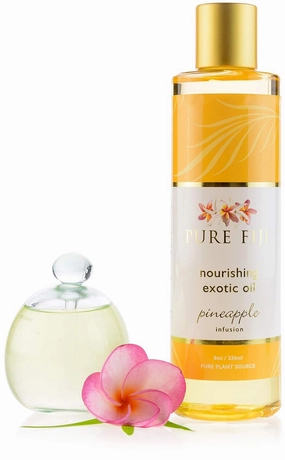PURE FIJI Nourishing Exotic Body Oil - Natural Coconut Oil for Skin in Bath & SPA with Vitamin E - Body Oil, Massage Oil, Body Lotion For Women and Men, Pineapple, 8oz