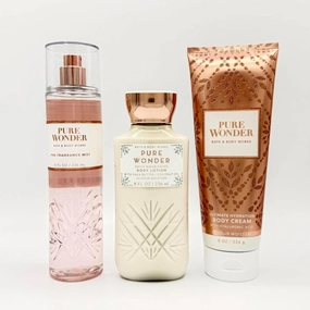 Pure Wonder 3-Piece Unisex Bath Set | Fine Fragrance Mist, Body Lotion, Ultimate Hydration Body Cream (8oz Each) - Moisturizing & Nourishing