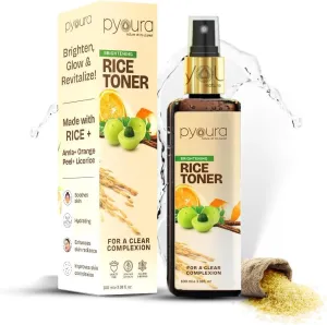 P.Y.O.U.R.A. Skin Brightening Brown Rice Water Hydrating Toner Niacin Rich, with Orange Peel, Extracts, Helps Even Skin Tone, Alcohol Free 100% Natural Face Mist, 100ml