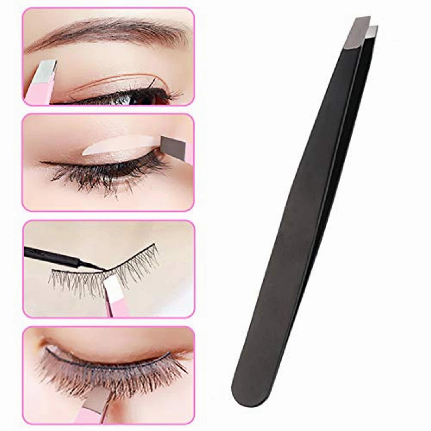 RELAXOXO- Eye Tweezer- Elite Stainless steel- Accurate for Facial Hair Removal and Shaping Eye Brows-Daily Beauty Tool for Men and Women Perfect Gift. (Black)