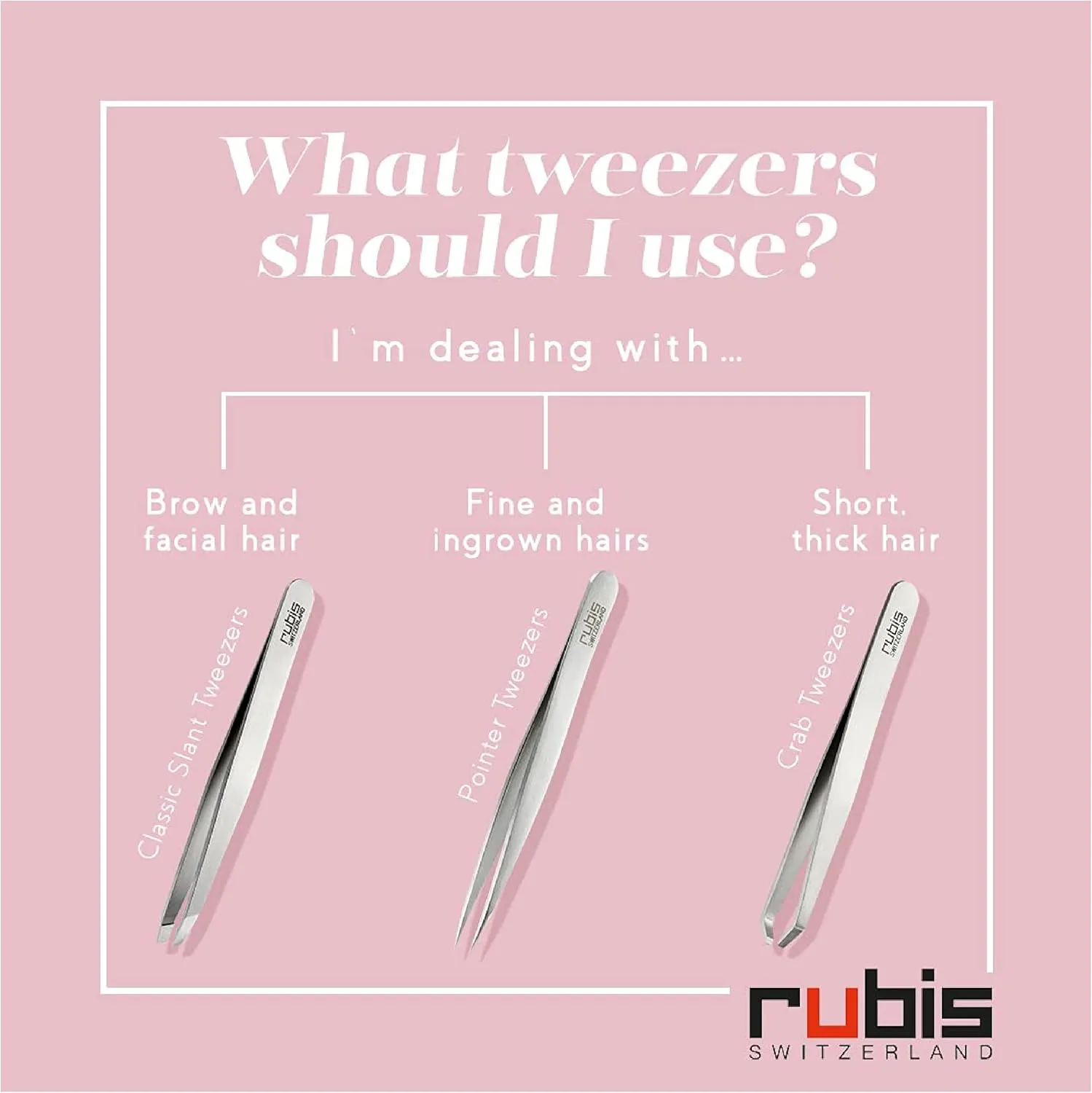 Rubis Evolution Swiss Cross Stainless Steel Tweezers Combined Pointed/Slanted Tips for Precise Eyebrows and Hair Removal, 1K901,Rubis Switzerland Swiss Made World Renowned Precision