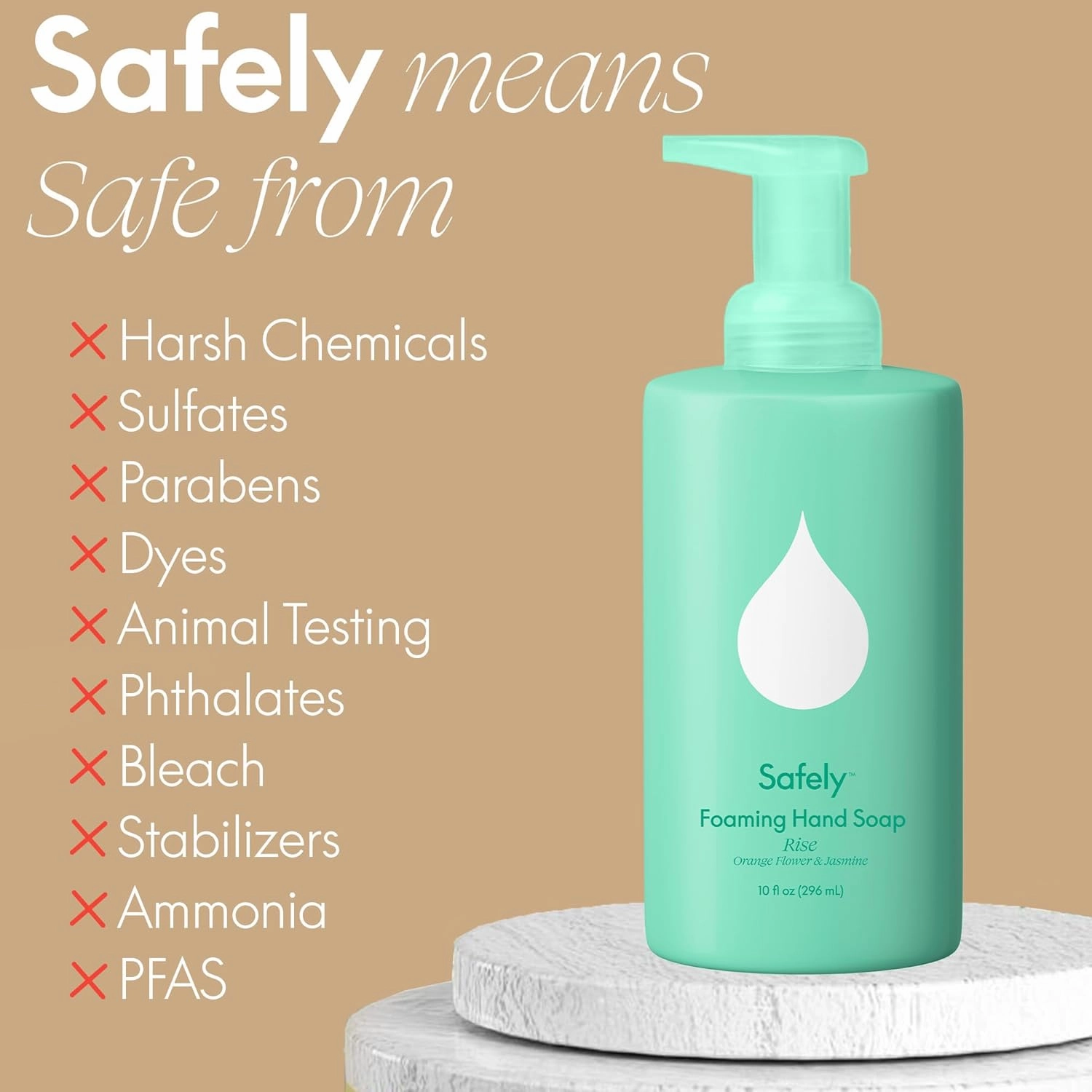 Safely Foaming Hand Soap – Rise 6-Pack, Moisturizing Liquid Hand Soap With Coconut Conditioning, Leaves Skin Soft And Smooth, Removes Dirt, Grease, and Impurities, 10 Fl Oz Each