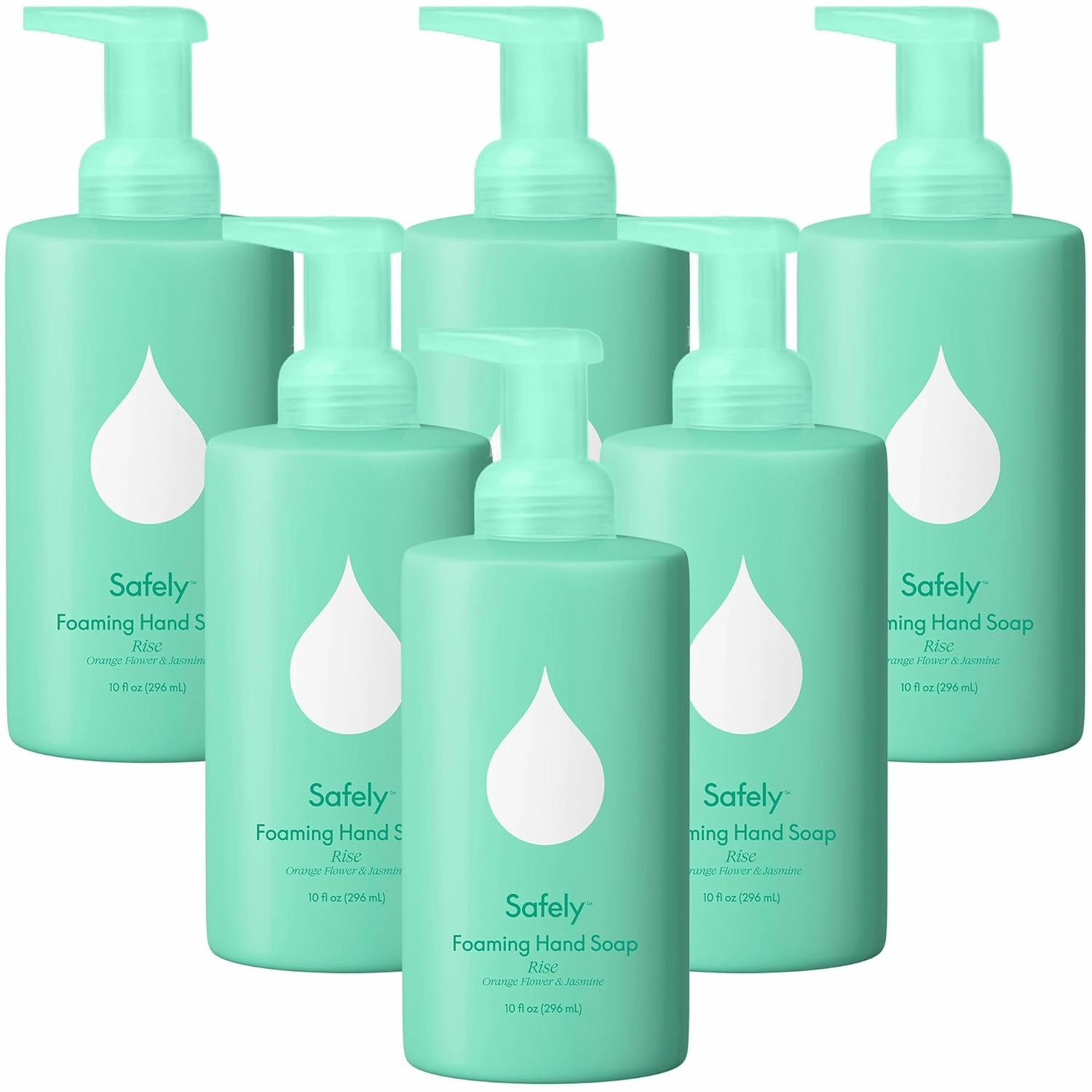 Safely Foaming Hand Soap – Rise 6-Pack, Moisturizing Liquid Hand Soap With Coconut Conditioning, Leaves Skin Soft And Smooth, Removes Dirt, Grease, and Impurities, 10 Fl Oz Each