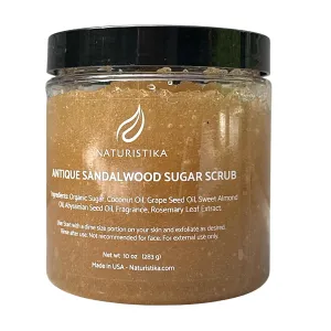 Sandalwood Sugar Body Scrub – Exfoliating & Moisturizing Scrub with Premium Oils & Fair-Trade Sugar – Body, Hand & Foot Scrub – Vegan & Natural Skincare – 10 oz Jar – Made in USA