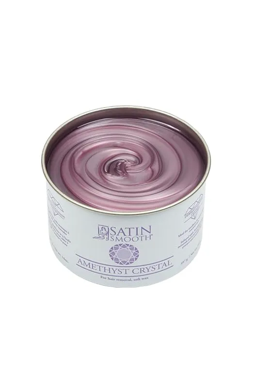 Satin Smooth Amethyst Crystal Soft Wax, Hair Removal Wax for Medium to Coarse Hair, Facial Waxing, Smooth & Long-Lasting Results, 14 oz, 1-Pack
