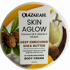 Shea Butter Body Cream w/Organic Coconut Oil for 24-Hour Hydration and Glowing Skin, 10 Fl. oz