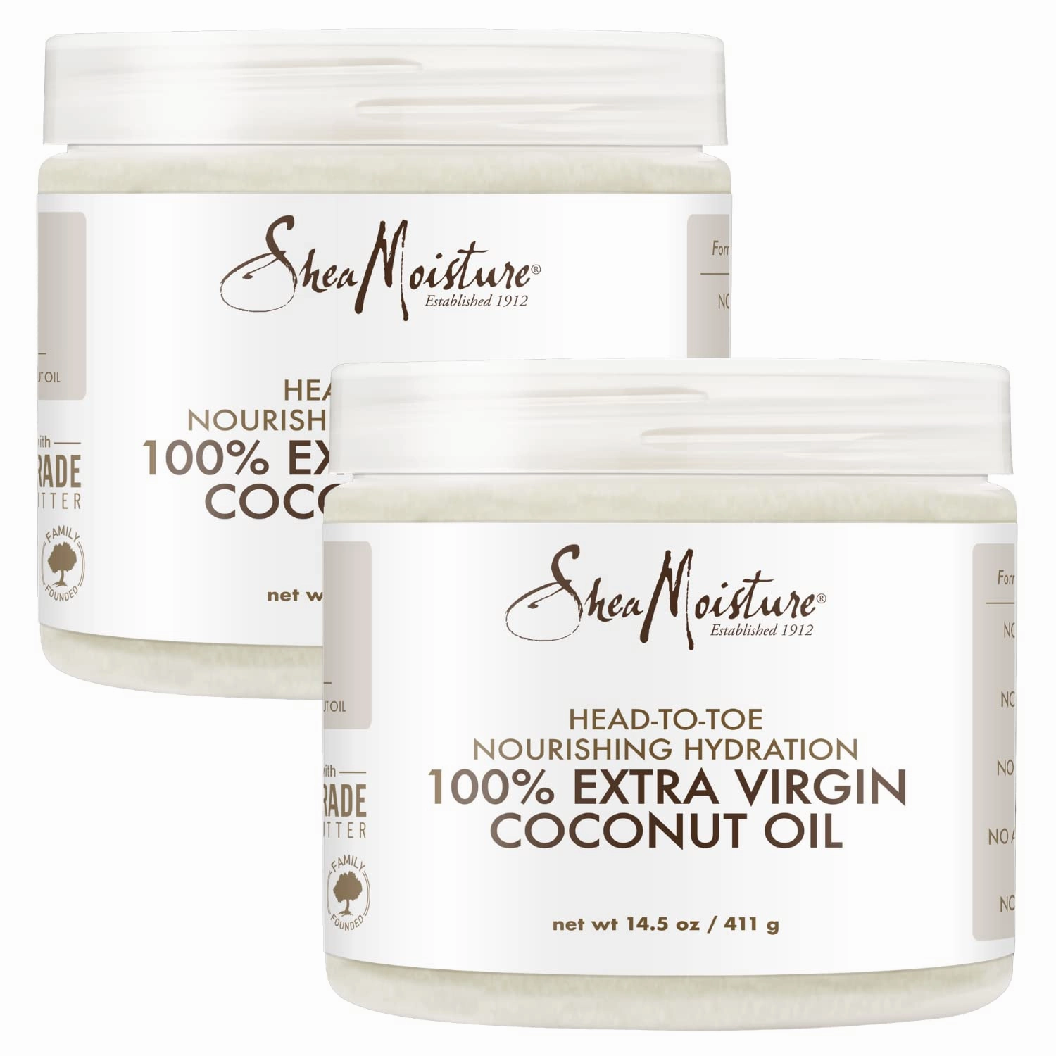 Shea Moisture Coconut Oil, 100% Extra Virgin Coconut Oil Skin Care, Pregnancy Moisturizer for Stretch Marks, Pure Coconut Oil Hair Care, Vitamin E, Coconut Oil Makeup Remover (Pack of 2-14.5 Oz Ea)