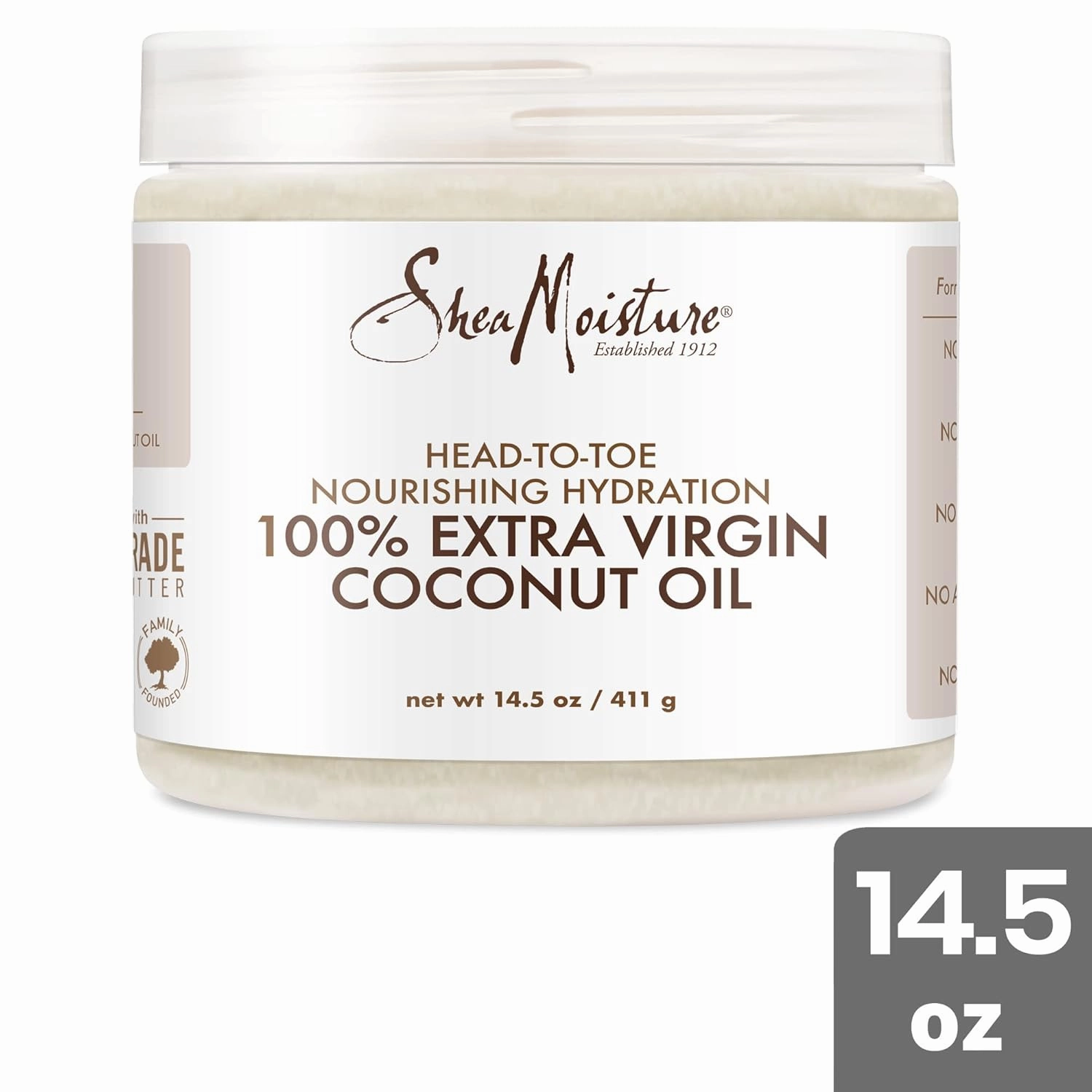 Shea Moisture Coconut Oil, 100% Extra Virgin Coconut Oil Skin Care, Pregnancy Moisturizer for Stretch Marks, Pure Coconut Oil Hair Care, Vitamin E, Coconut Oil Makeup Remover (Pack of 2-14.5 Oz Ea)