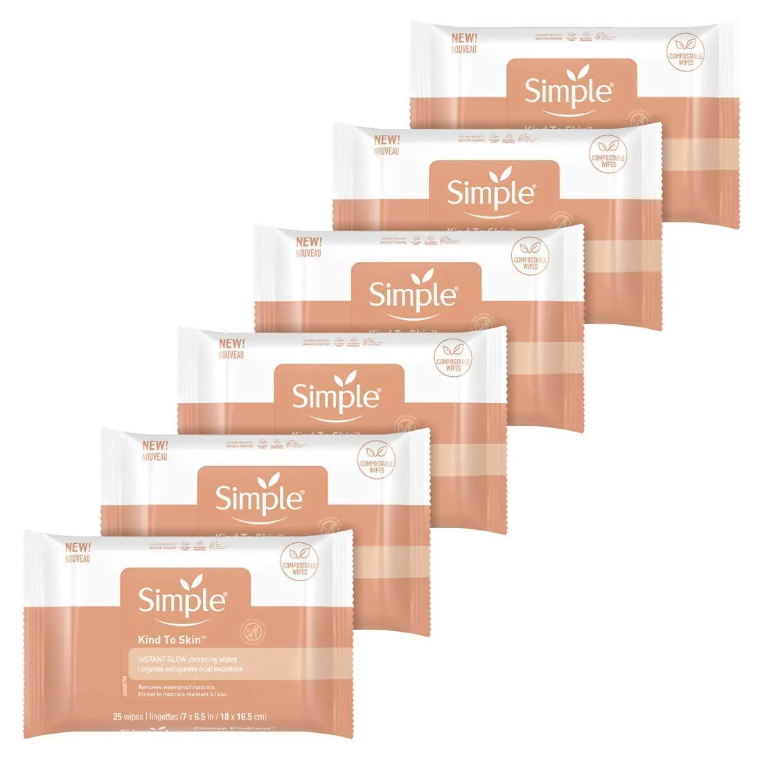 Simple Skin Care - Facial Cleansing Wipes, 25 Count, Instant Glow & Defend, Compostable, Skin Brightening, Moisturizing, Free of Harsh Chemicals, PETA Cruelty-Free