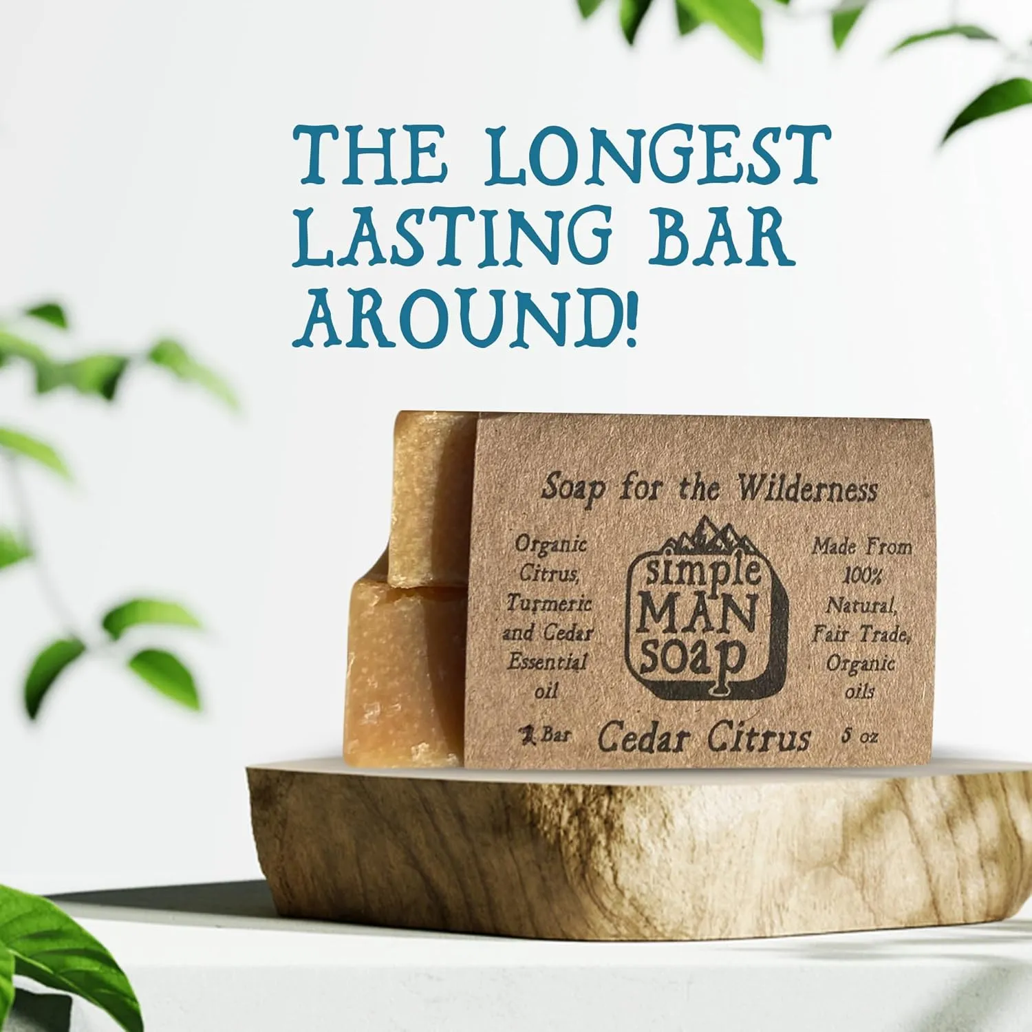 SimpleMan Soap Bar (Cedar Citrus) - Men’s soap with Organic & Fair Trade Essential Oils - All Natural, Handmade Man Bath Soap Bars-Pack of Six 2.5 Ounce bars(15 Ounces Total)