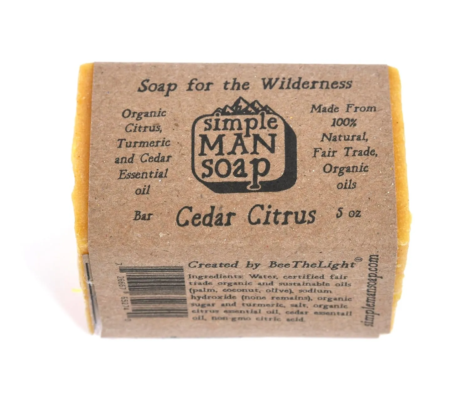 SimpleMan Soap Bar (Cedar Citrus) - Men’s soap with Organic & Fair Trade Essential Oils - All Natural, Handmade Man Bath Soap Bars-Pack of Six 2.5 Ounce bars(15 Ounces Total)