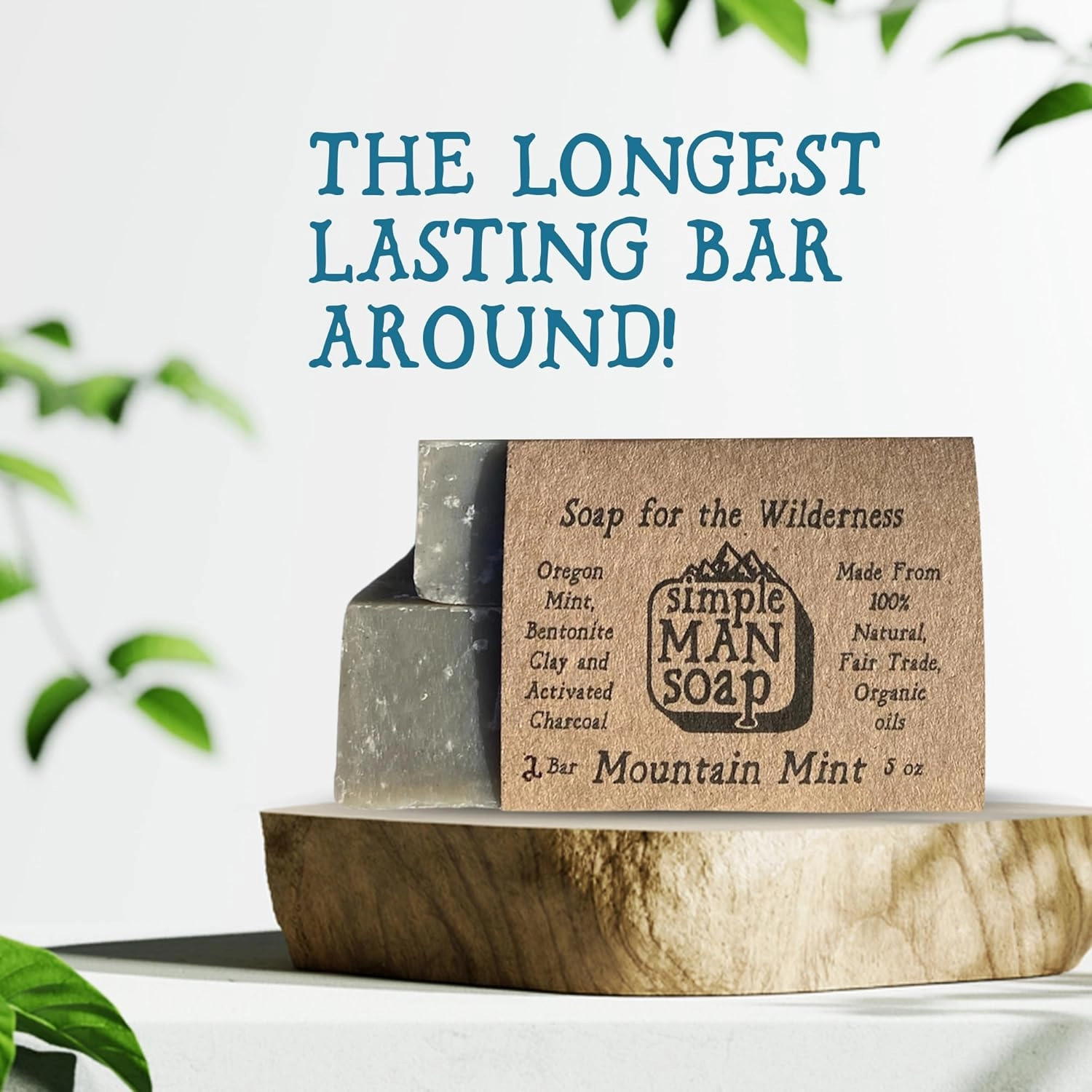 SimpleMan Soap Bar (Mountain Mint) - Men’s soap with Organic & Fair Trade Essential Oils - All Natural, Handmade Man Bath Soap Bars-Pack of Six 2.5 Ounce bars(15 Ounces Total)