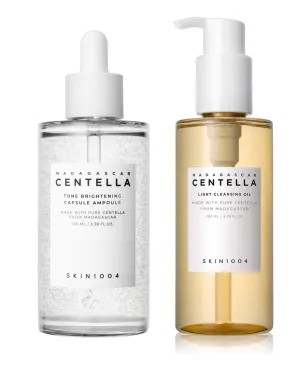 SKIN1004 Madagascar Centella Tone Brightening Capsule Ampoule 100ml and Light Cleansing Oil 200ml Bundle