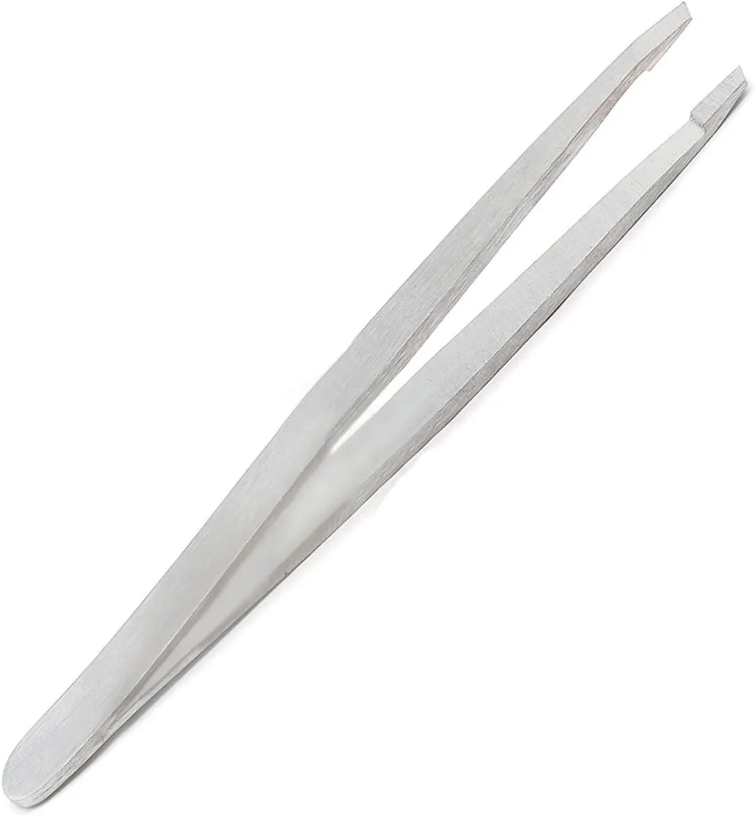 Slant Tip Tweezers | 100% Handmade | Stainless Steel | Professional Precision Eyebrow and Hair Remover by G.S Online Store