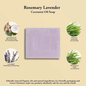Soap with Rosemary and Lavender, Nourishing and Soothing Bathing Bar With Coconut Oil, 100gms