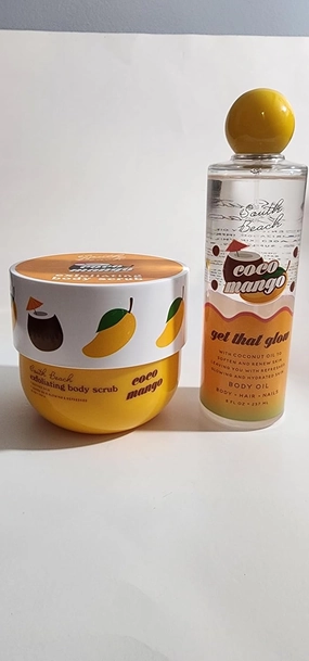 South Beach Coco Mango Body Care Set, Exfoliating Scrub 25 oz and Body Oil 8 fl oz, Skin Soothing and Refreshing