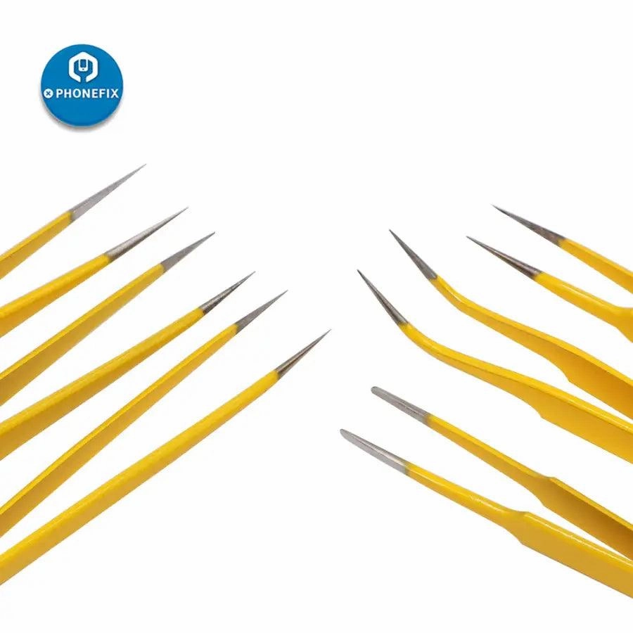 Stainless Steel Anti-static Tweezers Kit for PCB Soldering Repair Tool
