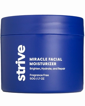 Strive Miracle Facial Moisturizer for Men, Clinical Strength Brightening Mens Skin Care with 4% Niacinamide , Hyaluronic Acid & Ceramides, Anti-aging, Hydrating, All Skin Types, Fragrance Free - 50g
