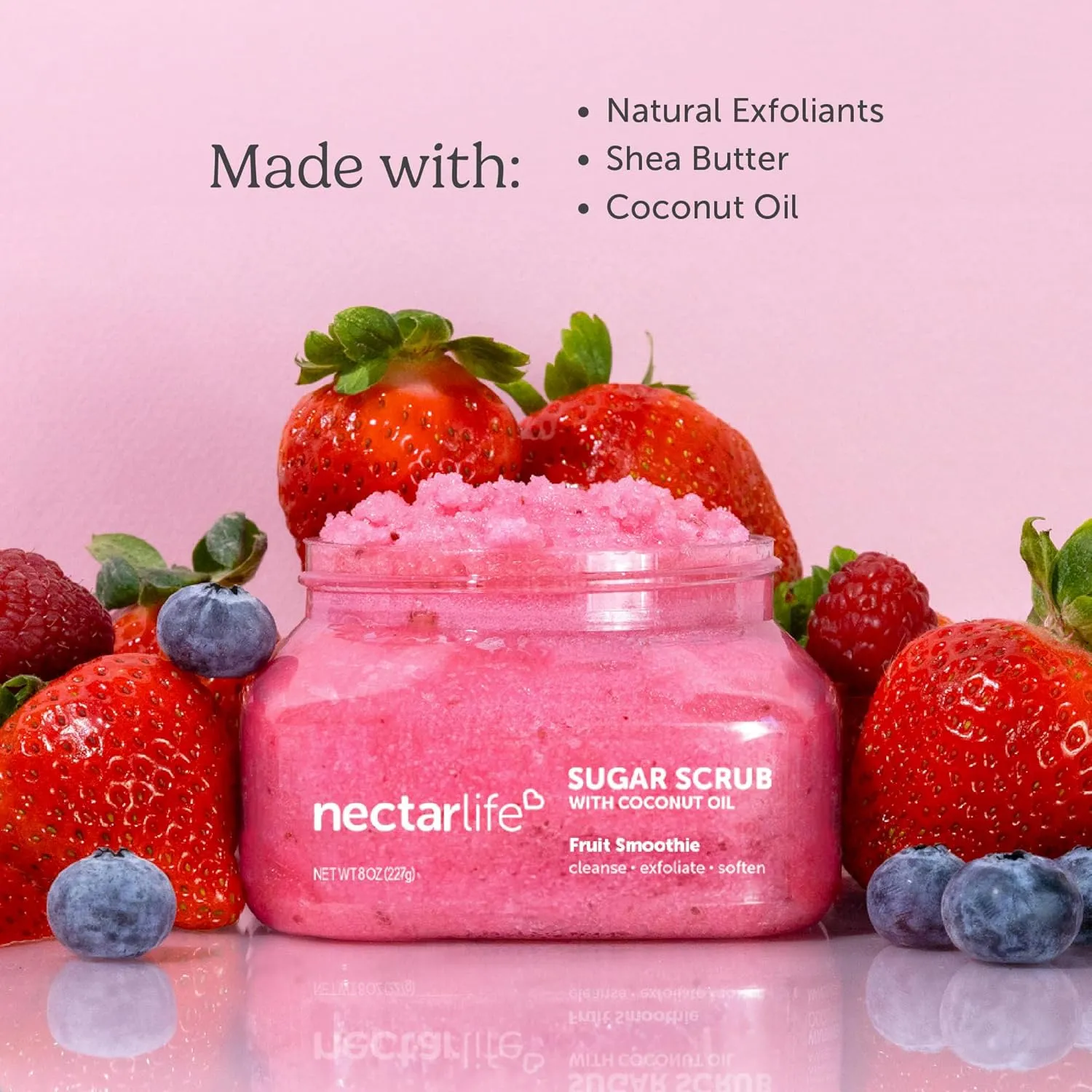 Sugar Body Scrub 8 oz, Moisturizing and Exfoliating Scrub for Nourishing Essential Body Care, Gift For Her (Fruit Smoothie)