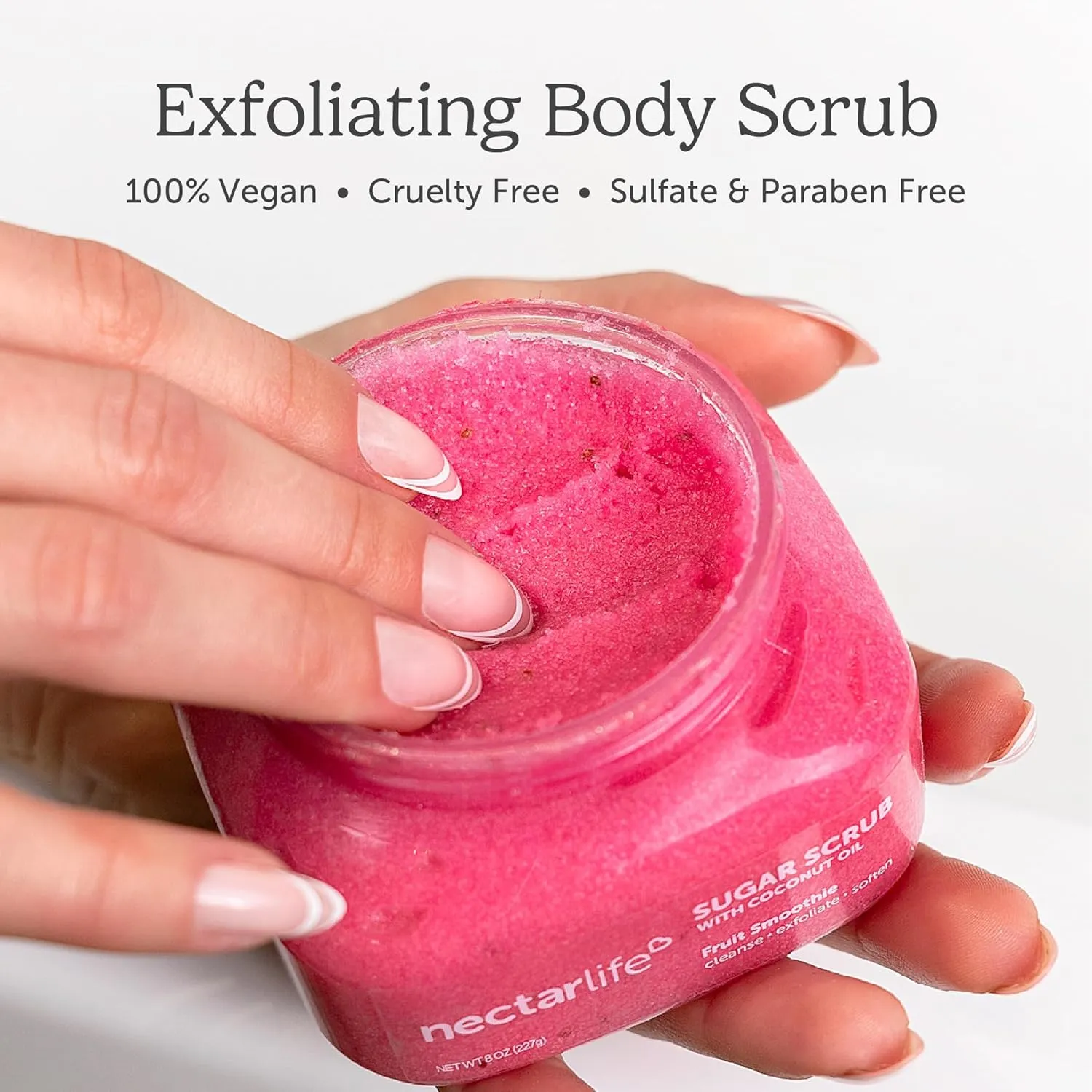Sugar Body Scrub 8 oz, Moisturizing and Exfoliating Scrub for Nourishing Essential Body Care, Gift For Her (Fruit Smoothie)