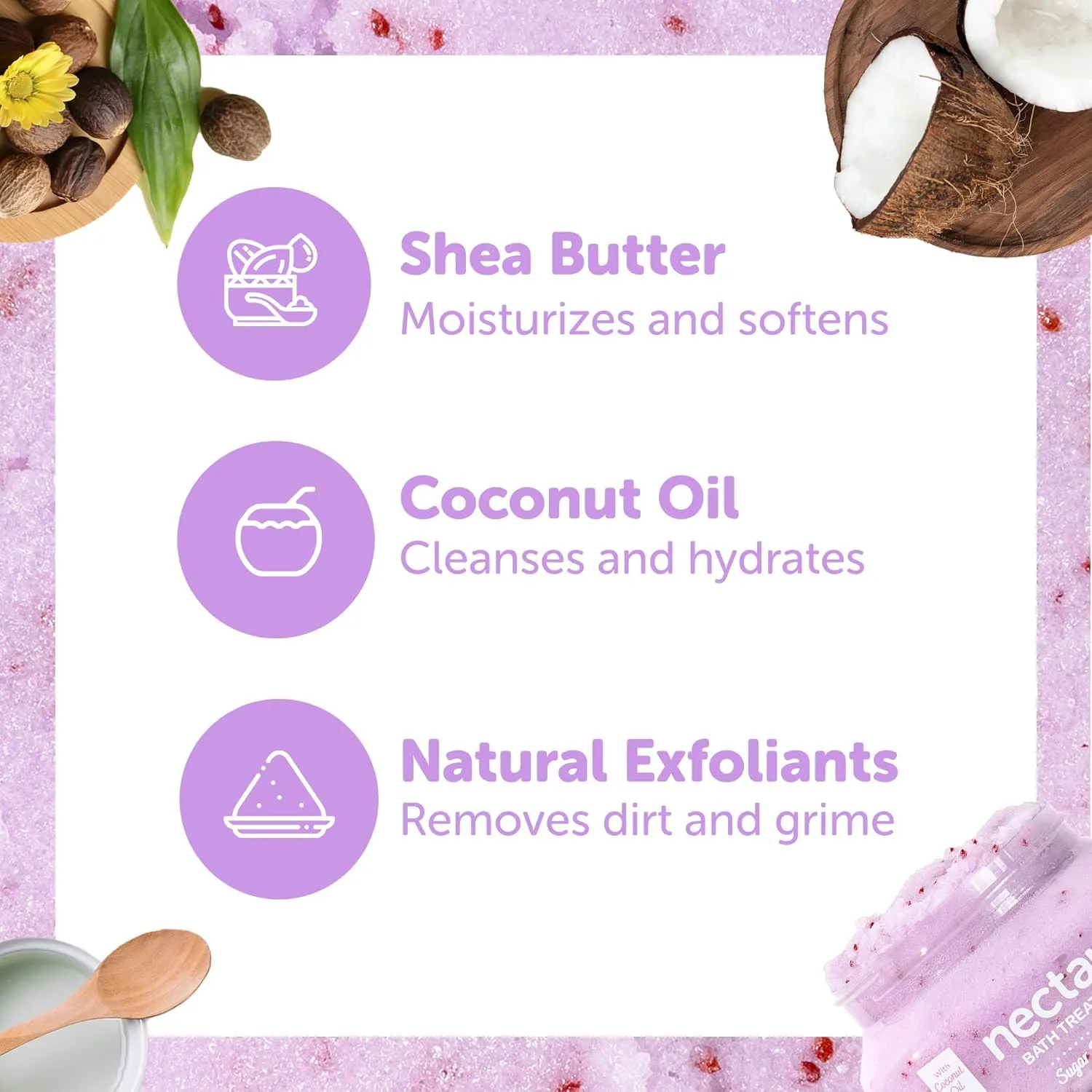 Sugar Body Scrub, Exfoliating Body Scrub with Moisturizing Shea Butter and Coconut Oil, Paraben Free, SLS Free, Cruelty Free Skin Care for Women and Girls, Handmade Fresh, 8 Oz (Lavender)