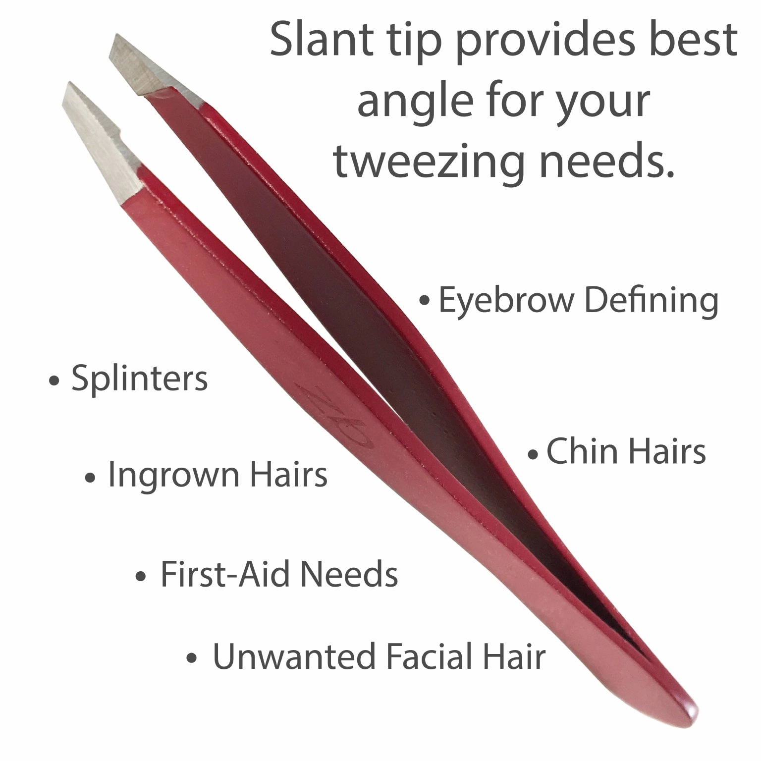 Surgical Grade Stainless Steel Slant Tweezers | Ruby Red