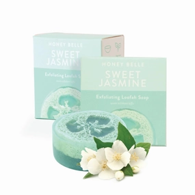Sweet Jasmine Exfoliating Loofah Soap 2-Pack - Exfoliating Bar Soap with Loofah Inside - Cleansing, Moisturizing, Nourishing, Scrubby Soap - Plant-Based, Eco-Friendly, Vegan, Cruelty-Free