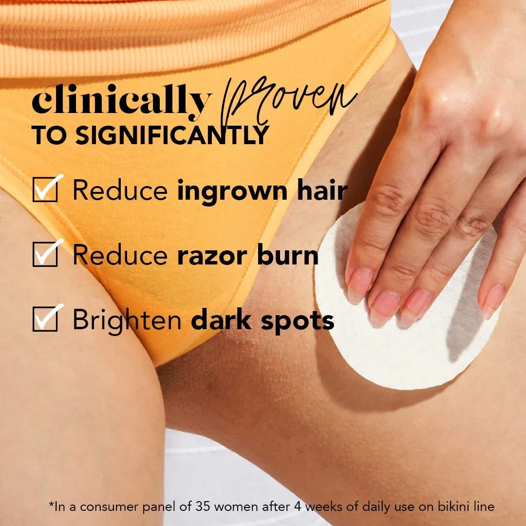 SweetSpot Labs Buff & Brighten [2 Pack] Daily Ingrown Hair Treatment with Salicylic Acid and Niacinamide, Safe for Bikini Area, Exfoliating & Brightening Pads