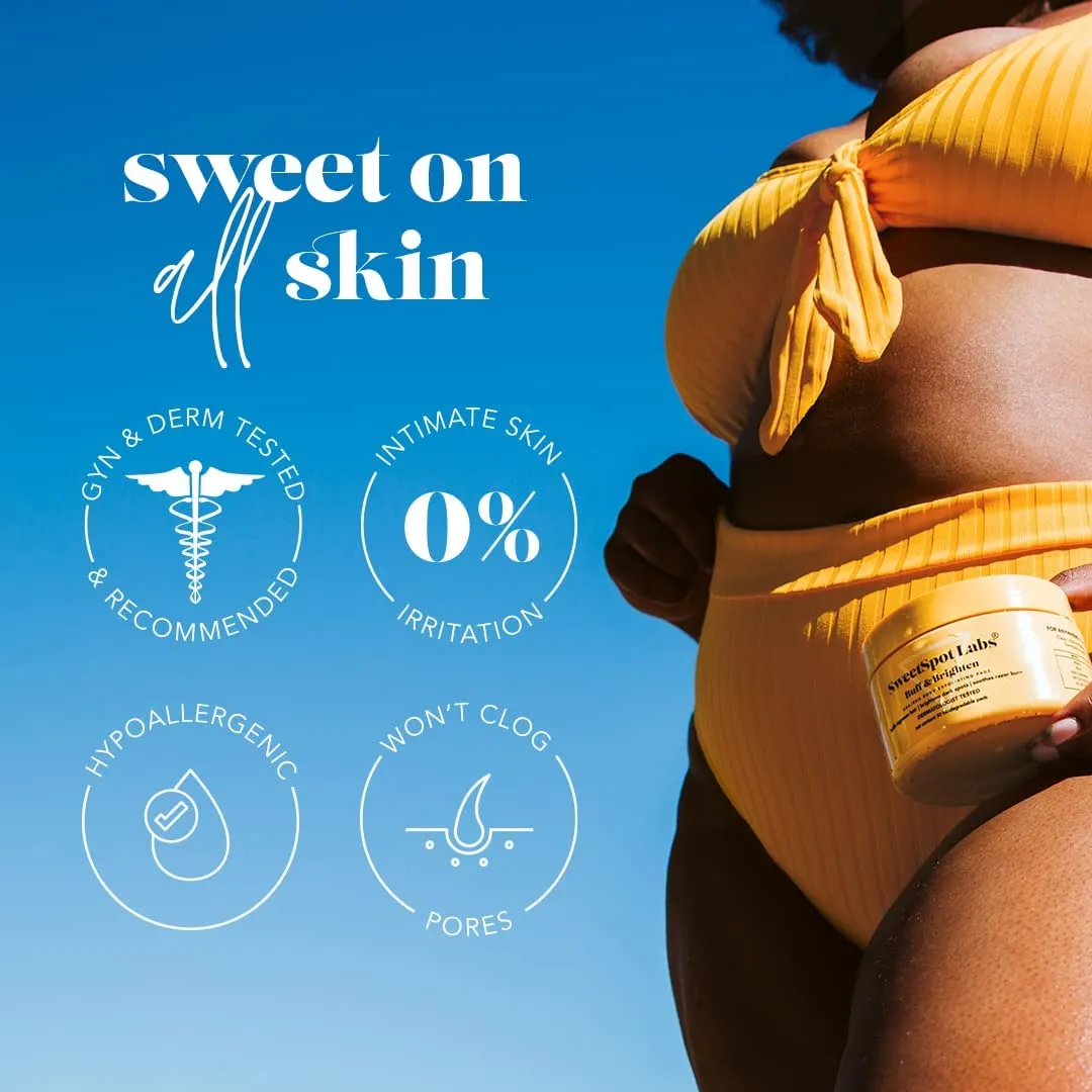 SweetSpot Labs Buff & Brighten [2 Pack] Daily Ingrown Hair Treatment with Salicylic Acid and Niacinamide, Safe for Bikini Area, Exfoliating & Brightening Pads