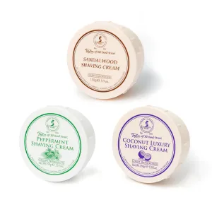 Taylor of Old Bond Street Luxury Shaving Cream Trio – Sandalwood, Peppermint & Coconut (3 x 150g Bowls)