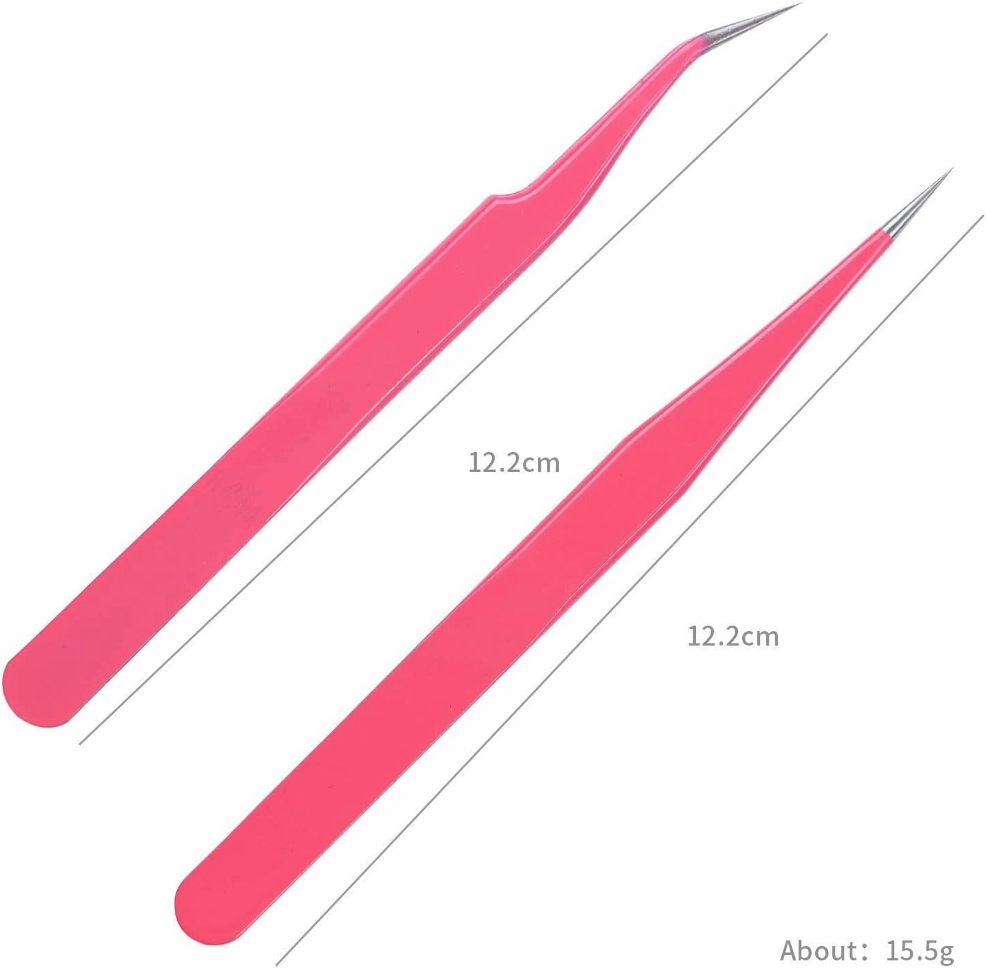 TEMKIN Tweezers 1pcs Pink Stainless Steel Tweezers Straight Curved Pick Up Tools Eyelash Extension Pointed Nipper Clip Manicure Nail Art Tool (Color : Pink01) Tweezers (Color : Pink02)