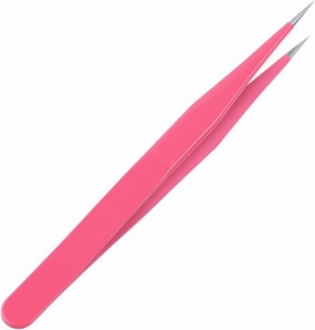 TEMKIN Tweezers 1pcs Pink Stainless Steel Tweezers Straight Curved Pick Up Tools Eyelash Extension Pointed Nipper Clip Manicure Nail Art Tool (Color : Pink01) Tweezers (Color : Pink02)