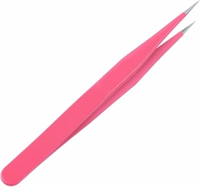 TEMKIN Tweezers Pink Stainless Steel Tweezers Straight Curved Pick Up Tools Eyelash Extension Pointed Nipper Clip Manicure Nail Art Tool (Size : ZTNZfen) Tweezers (Size : WTNZfen)