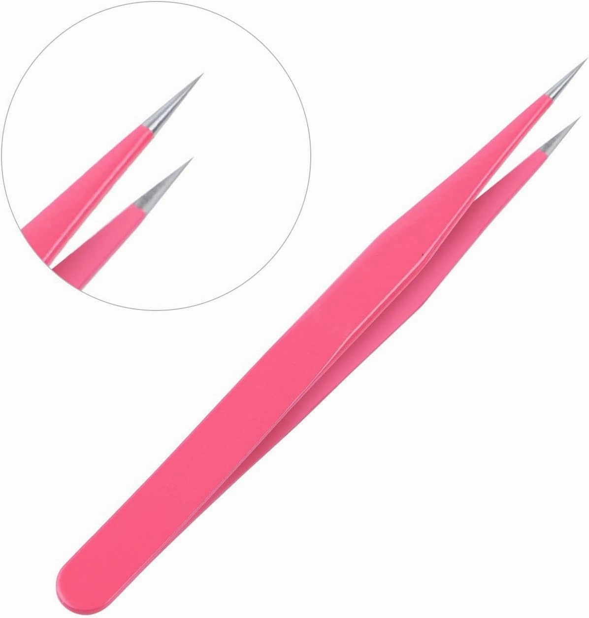 TEMKIN Tweezers Pink Stainless Steel Tweezers Straight Curved Pick Up Tools Eyelash Extension Pointed Nipper Clip Manicure Nail Art Tool (Size : ZTNZfen) Tweezers (Size : WTNZfen)
