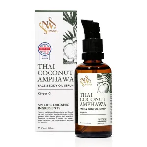 Thai Bio-Coconut Oil Serum for Face & Body – Natural Skincare Oil Against Wrinkles, with Vitamin E and C, Absorbs Quickly, Non-Sticky, 50 ml