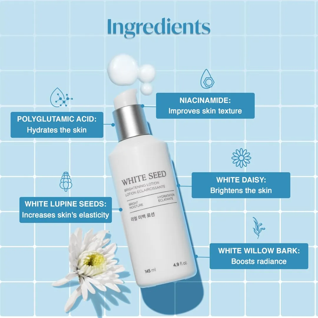 The Face Shop White Seed Brightening Lotion Face Moisturizer - Targets Dark Spots, Dullness and Dryness - Brightening, Hydrating - Niacinamide - Skin Care - Korean Skin Care Moisturizer Face Cream