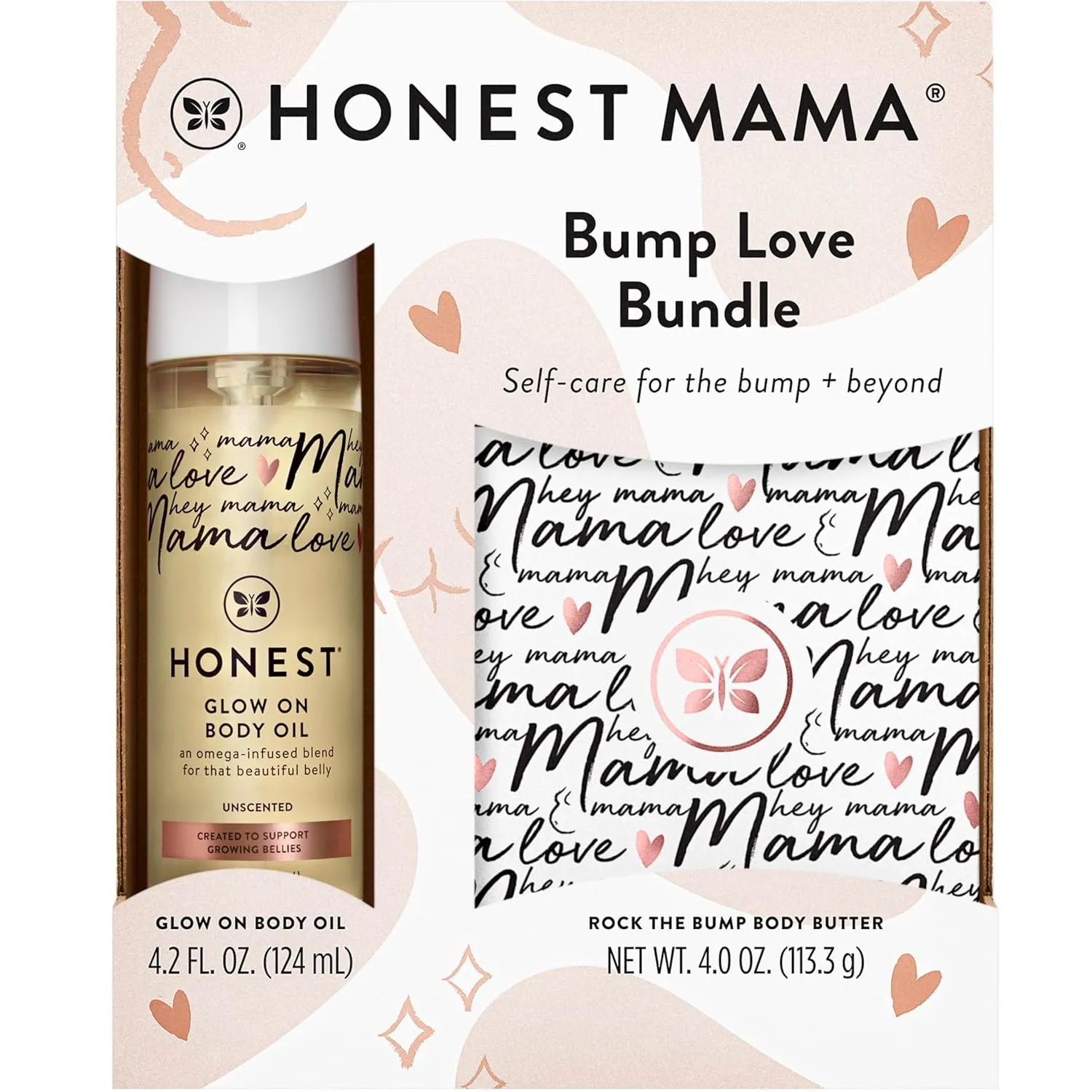 The Honest Company Honest Mama Body   Belly Bump Love Bundle | Moisturizing, Plant Based Oil   Stretch Mark Butter Cream