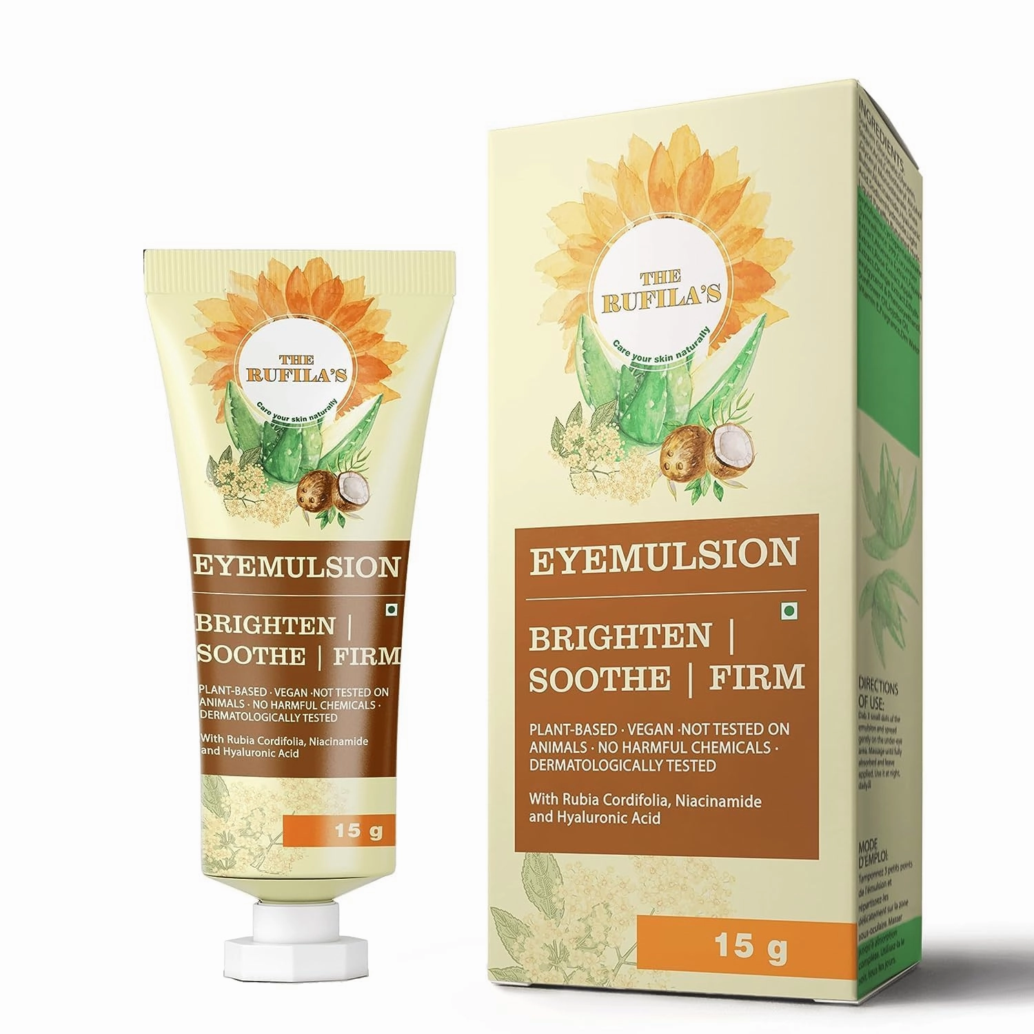 The Rufila's Eyemulsion Under Eye Cream for Remove Dark Circles & Puffiness for Women & Men With Hyaluronic Acid, Niacinamide & Manjishtha, Brighte Your Under Eye Area, Firms & Soothes - 15g