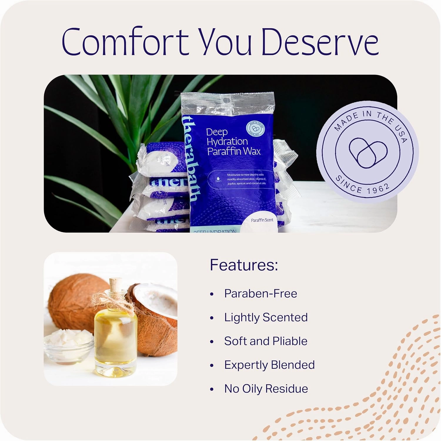 Therabath Deep Hydration Paraffin Wax Bath Refills - Wax Beads - to Relieve Discomfort, Stiff Muscles, Dry Skin - with Coconut Oil, Vitamin E, & Aloe - Made in The USA, 6 lb. Free & Clear