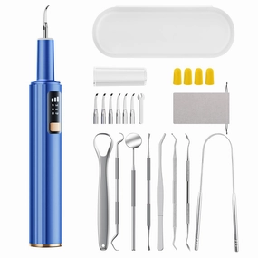 Tooth Cleaner Kit – Plaque & Tartar Remover for Teeth,Dental Tools,Teeth Cleaning Tools with 6 Heads, 8-in-1 Dental Pick, LED Light, Waterproof, Rechargeable for Home & Travel Use
