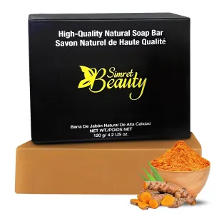 Turmeric Soap Bar - Natural Face & Body Cleanser with Turmeric & Charcoal for Acne, Dark Spots, and Skin Brightening, Organic, Cruelty-Free, Sulfate-Free, 4.2 oz