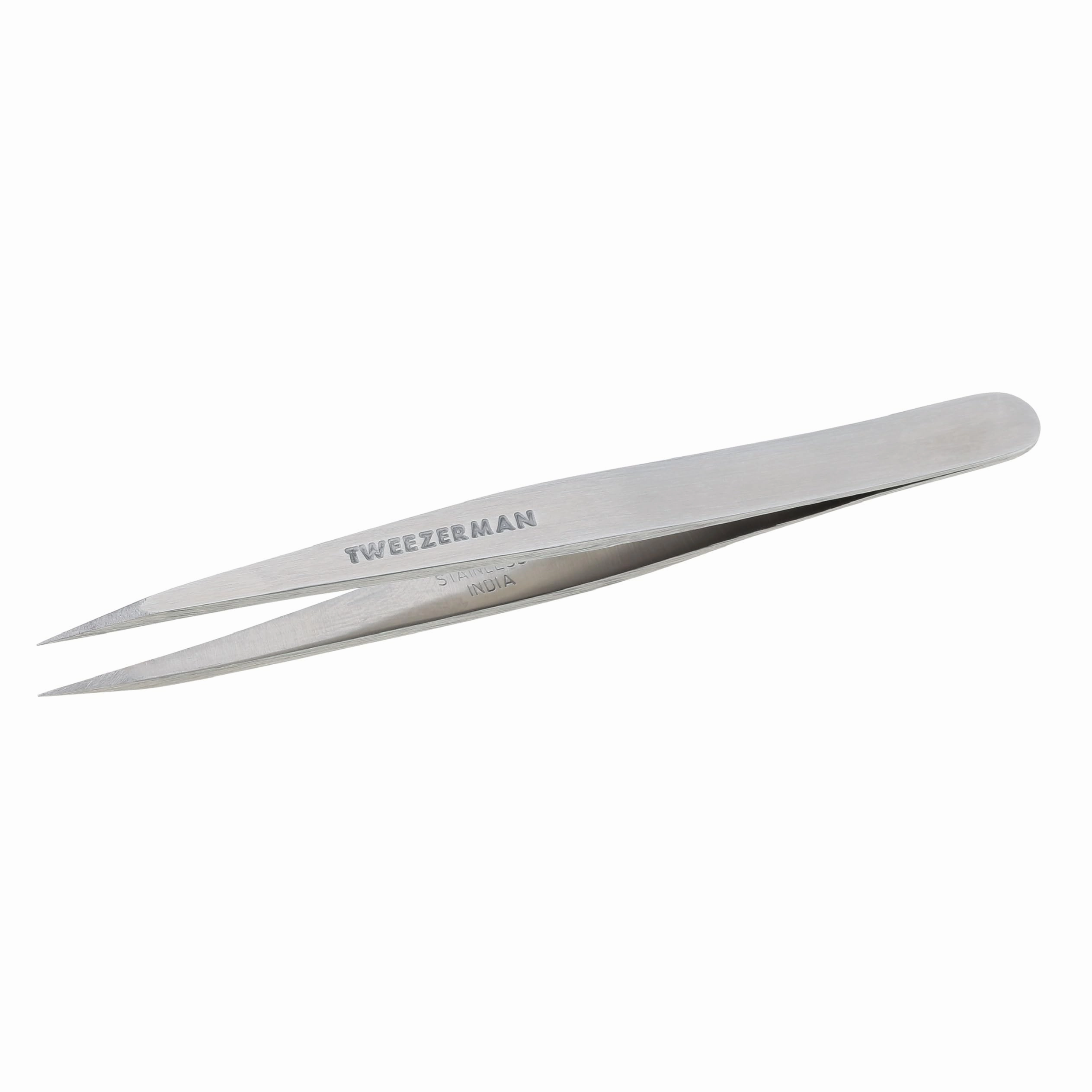 Tweezerman Steel Point Tweezer, Silver, 2 x 6 inches, Modern, Professional Quality for Eyebrow Precision, Facial and Ingrown Hair Removal
